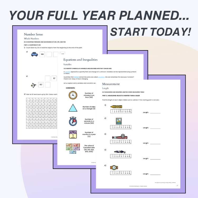 Educational worksheets with various topics on a gradient background