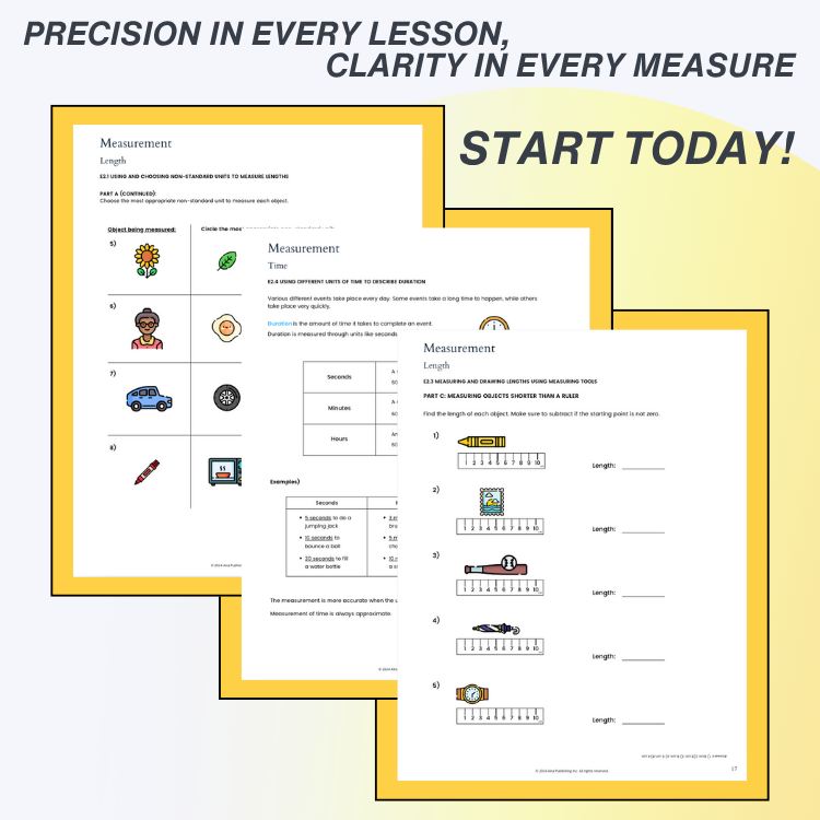 Educational measurement worksheet with icons and text on a white background